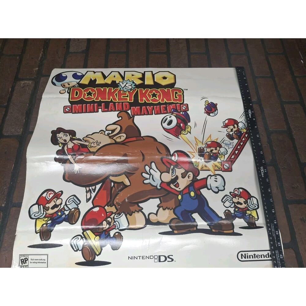 Mario vs Donkey Kong Mini-Land Mayhem! Thick Store Promo Poster Nintendo DS